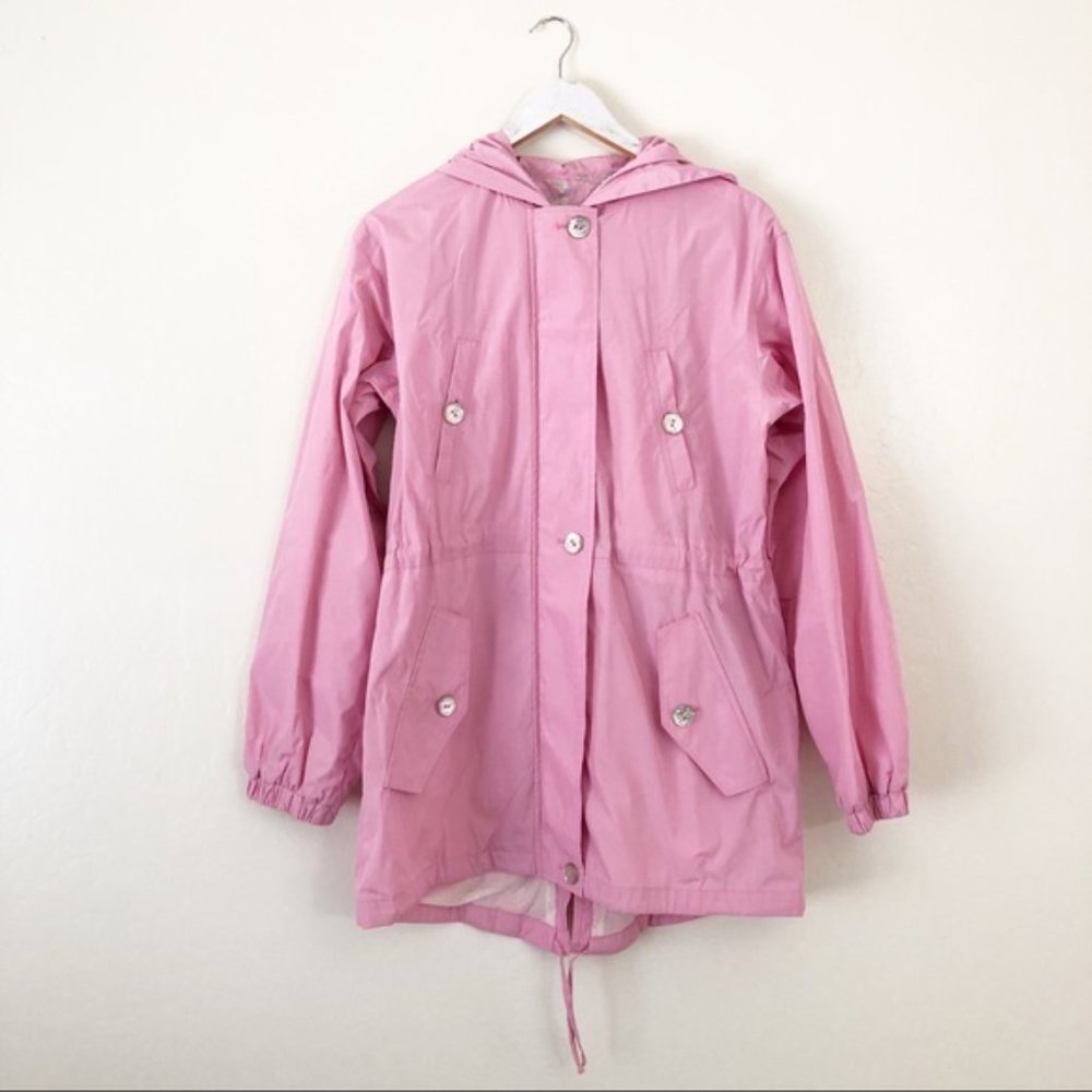 Betsey Johnson Pink Raincoat with Glitter Buttons